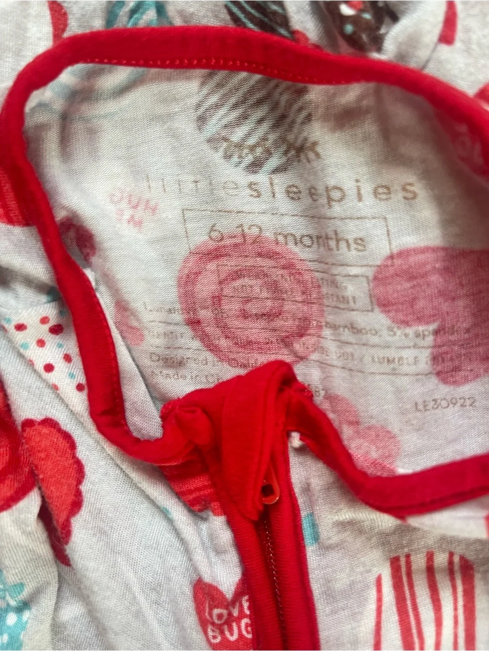 LITTLE SLEEPIES VGUC Bamboo Conversation Heart Candy Convertible Zip Up PJs